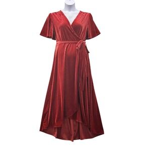 Velvet‎ Wrap Dress Red XL
